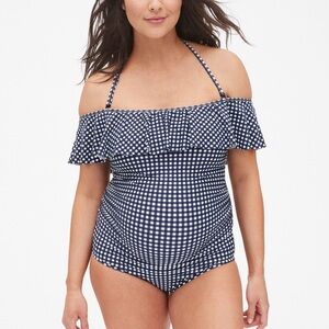GAP Maternity Ruffle Off-Shoulder One-Piece Swimsuit Size L